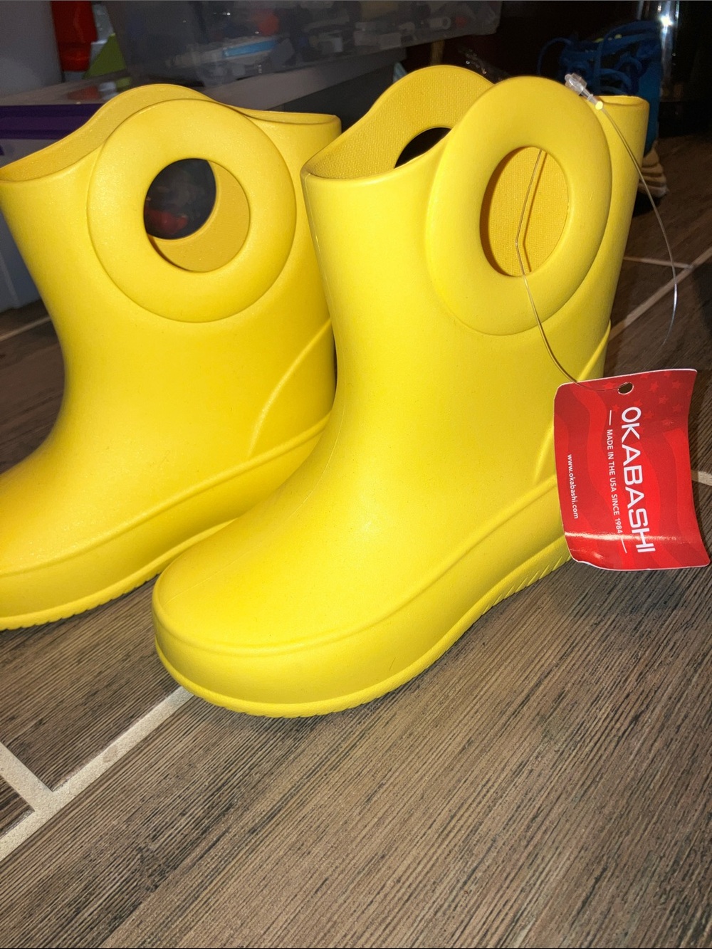 Okabashi Kids Yellow Rain Boots NEW W TAGS UNISEX PUDDLE JUMP 9